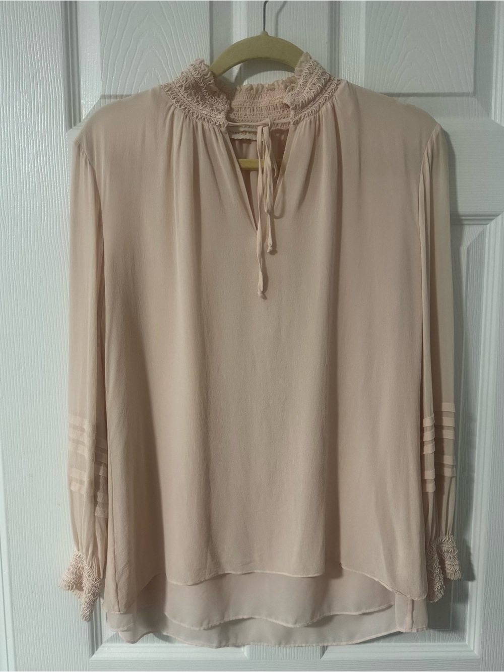 Women’s Tory Burch Haley Silk Blouse in Ballet Pink, sz M